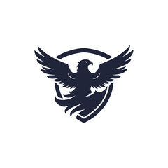 Black eagle logo with shield.