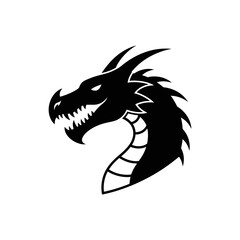 Black dragon head silhouette profile view.