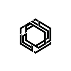 Black geometric hexagon shape design element.