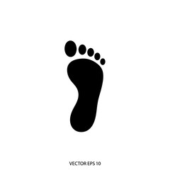 Black Footprint Icon Vector Graphic.