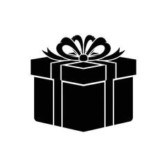 Black gift box with ribbon.