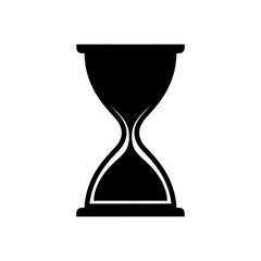 Black hourglass timer symbol icon.