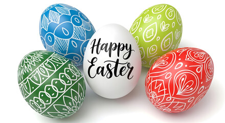 easter eggs on white background
