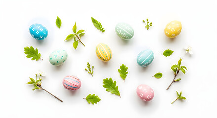 easter eggs on a white background