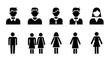 Diverse collection of male and female avatar icons representing various individuals.