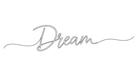Elegant Continuous Line Art Drawing of the Word Dream.
