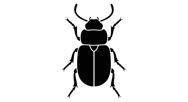 Black silhouette of a beetle insect.