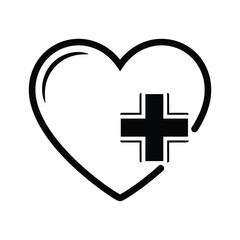 Obraz premium Heart with Medical Cross Symbol