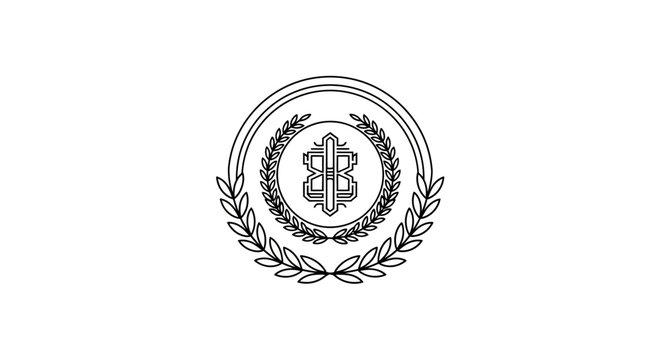 Bitcoin logo with laurel wreath design.