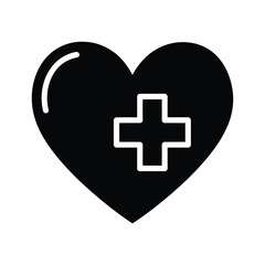 Obraz premium Black heart with medical cross symbol