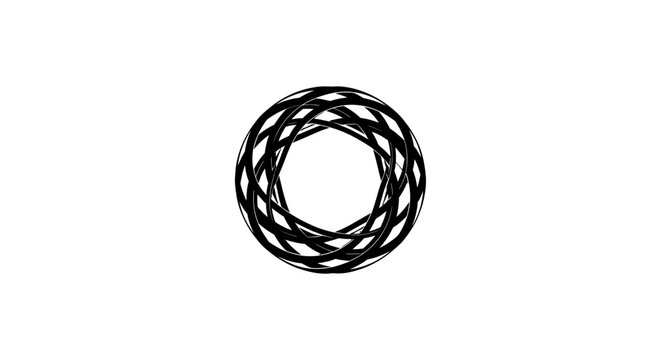 Black braided cord in circle.