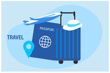 Go travel concept, online travel and tourism booking worldwide and service vector illustration