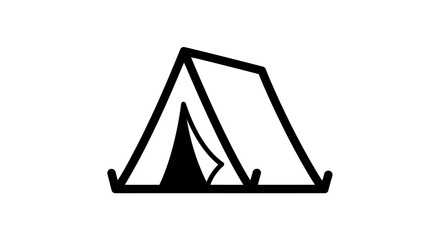Black line art tent icon symbol. © nur