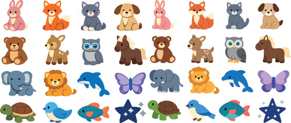 Fototapeta premium Velveteen Cute Cartoon Animal Illustrations for Kids