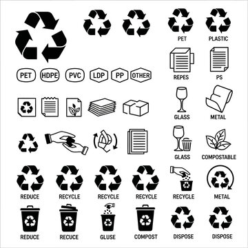 Recycling symbols and icons collection.