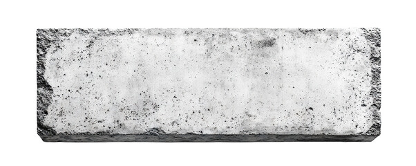 Rough rectangular concrete block with grunge texture, isolated on transparent cutout background