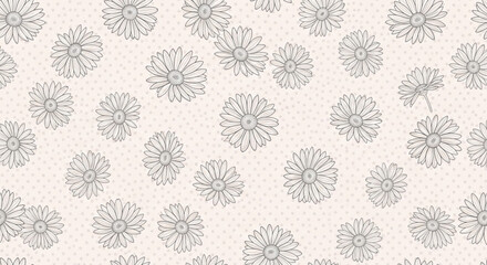 Gray floral pattern on white background with scattered small flowers for design and decoration purposes