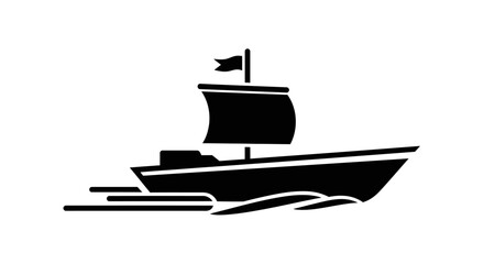 Black silhouette of a sailing ship. © nur