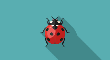 Illustration of ladybug casting shadow on surface from overhead viewpoint © Avra