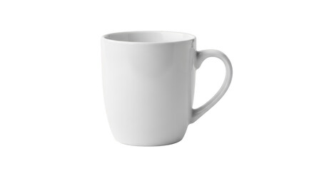 A white ceramic mug on a plain background