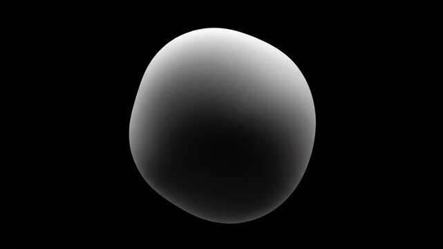Abstract amorphous gray sphere pulsating and morphing on black background, 3D render