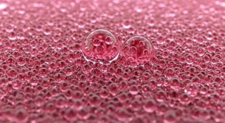 Vibrant Pink Micro-Spheres Showcasing Advanced Skincare Ingredients for Cellular Hydration and Rejuvenation. Beauty and Wellness Innovation.