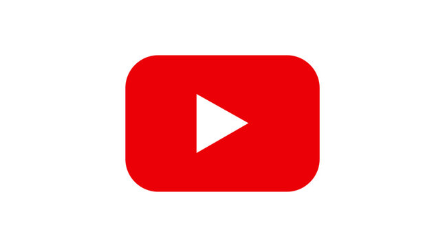 YouTube rounded square play button with white border. YouTube play button isolated. Vector button 2026