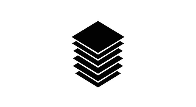 Stack of flat black square plates.