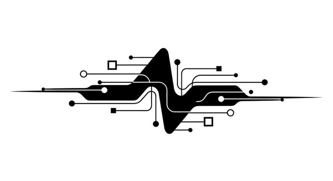 Black and white circuit board design.