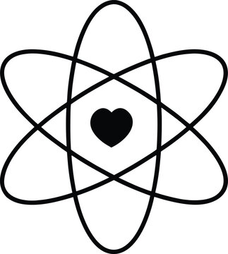 Atomic Heart Icon Minimal Science Love Atom Symbol Logo Design
