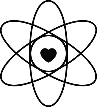 Atomic Heart Icon Minimal Science Love Atom Symbol Logo Design
