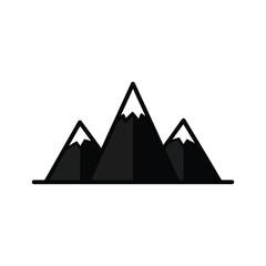 Black and white silhouette of three mountains on white background