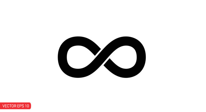 Black infinity symbol on white background.