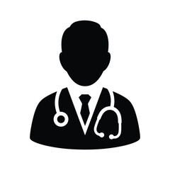 Doctor silhouette with stethoscope around neck
