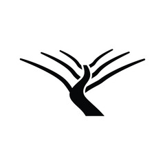 Fototapeta premium Black silhouette of a hand with fingers outstretched