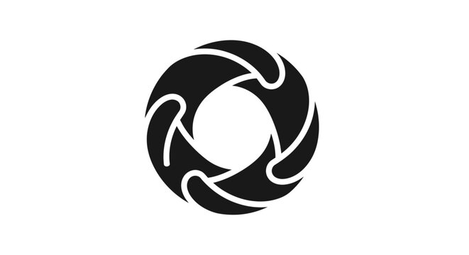 Black and white camera shutter icon.