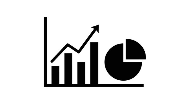 Black and white business graph chart.