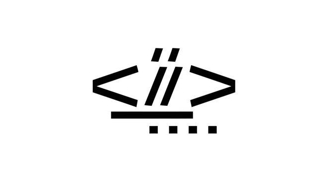 Black and white coding symbol icon.