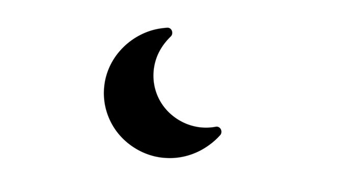 Black crescent moon shape symbol icon.