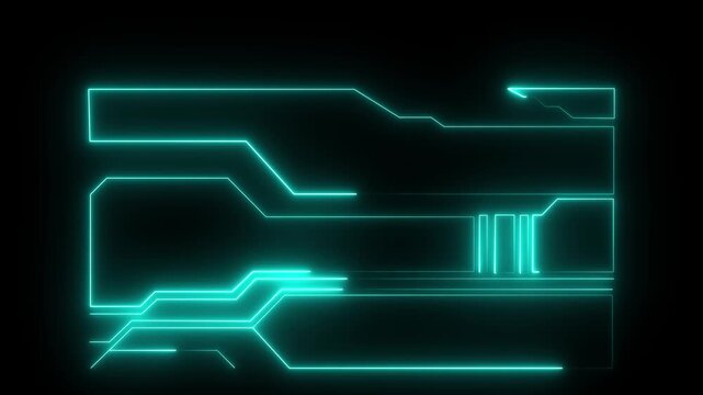 Digital neon HUD futuristic background. Future technology interface data sci- display screen. Digital HUD graphic for information call box bars, Technology HUD template,4k video,.