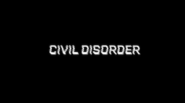civil disorder message glitch text effect animated dynamic error message. abstract civil disorder digital word distortion noise cyber attack background loop animation
