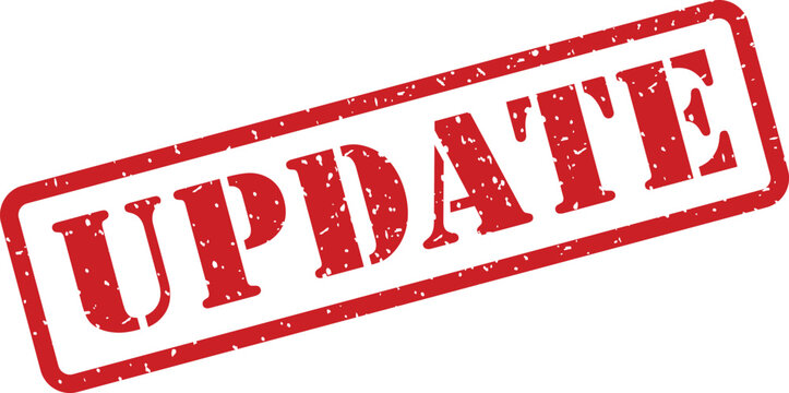 This red grunge rubber stamp clearly displays the word update indicating new information or a revised status