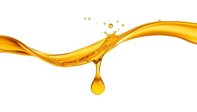 A stream of golden liquid splashing against a white background