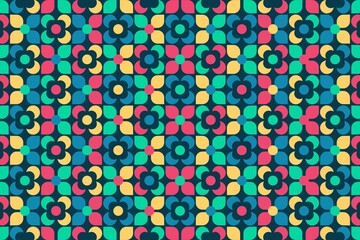 Colorful small floral flowers continuous geometric patterns background