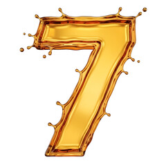 Golden oil liquid number seven splashing