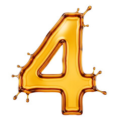 Golden oil liquid number four splashing