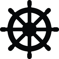 ship s wheel with spokes Black silhouette vector illustration on transparent background © Djujjol