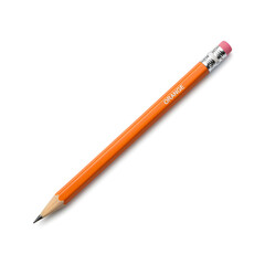single orange pencil on a white background