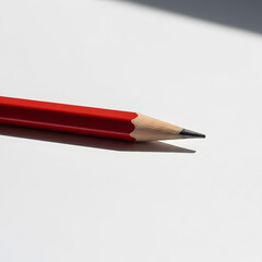 red pencil on white background