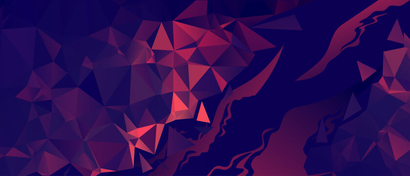 Abstract 3D red geometric polygonal triangle pattern background with copy space.